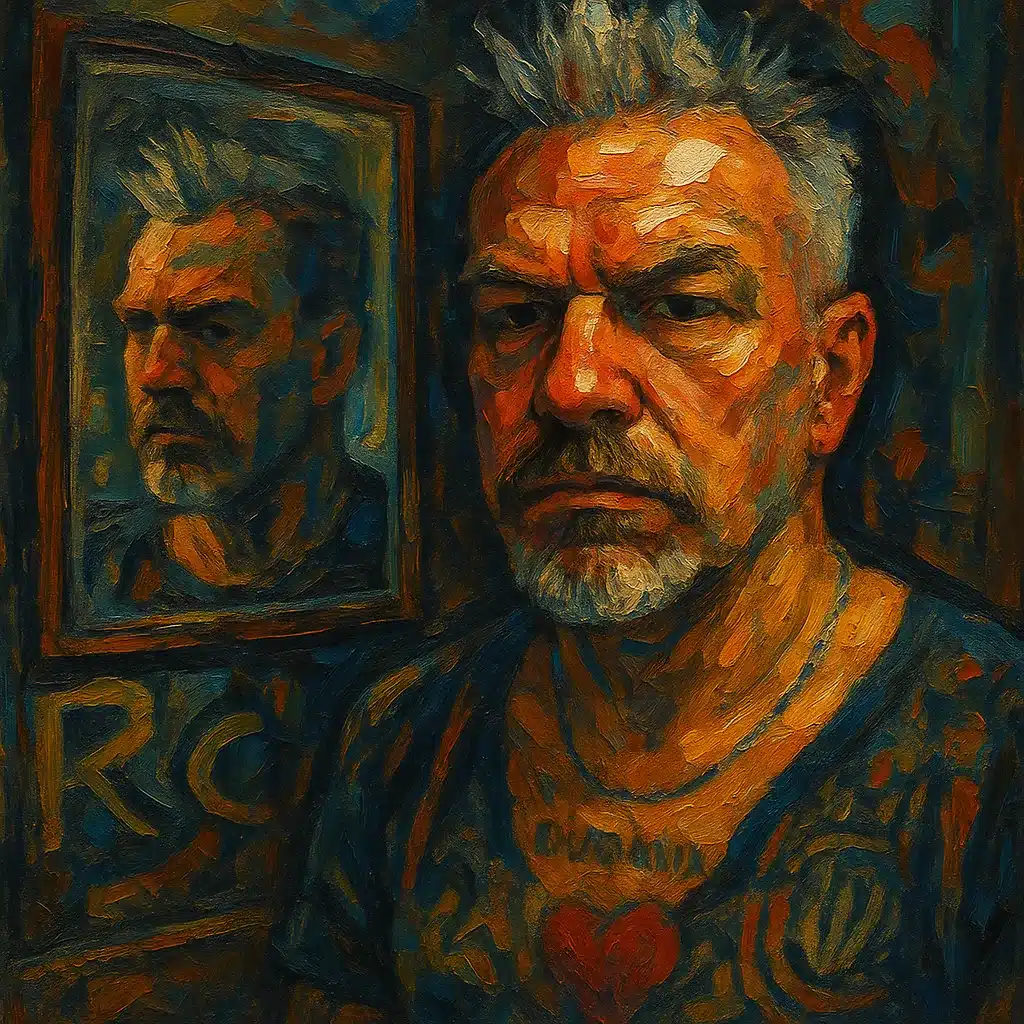 Jason's reflection in a mirror