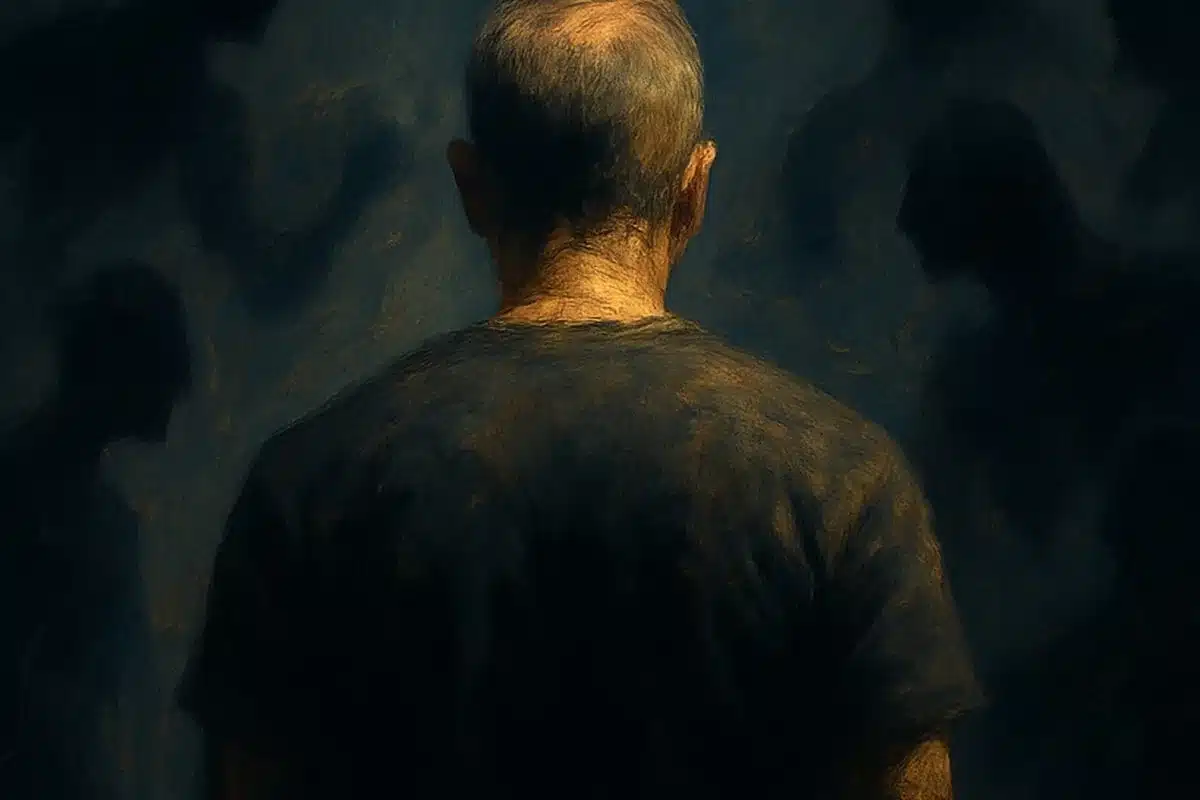 Man walking surrounded in his identity