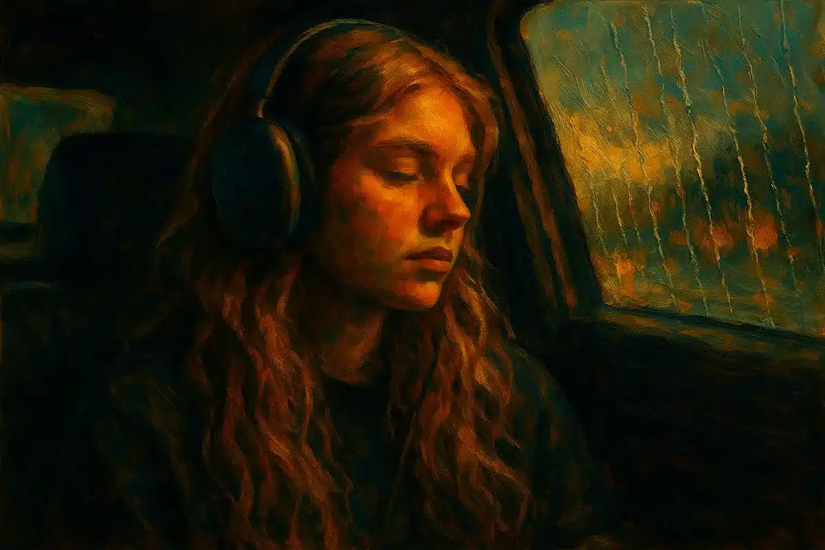 Looking out the window listening to music
