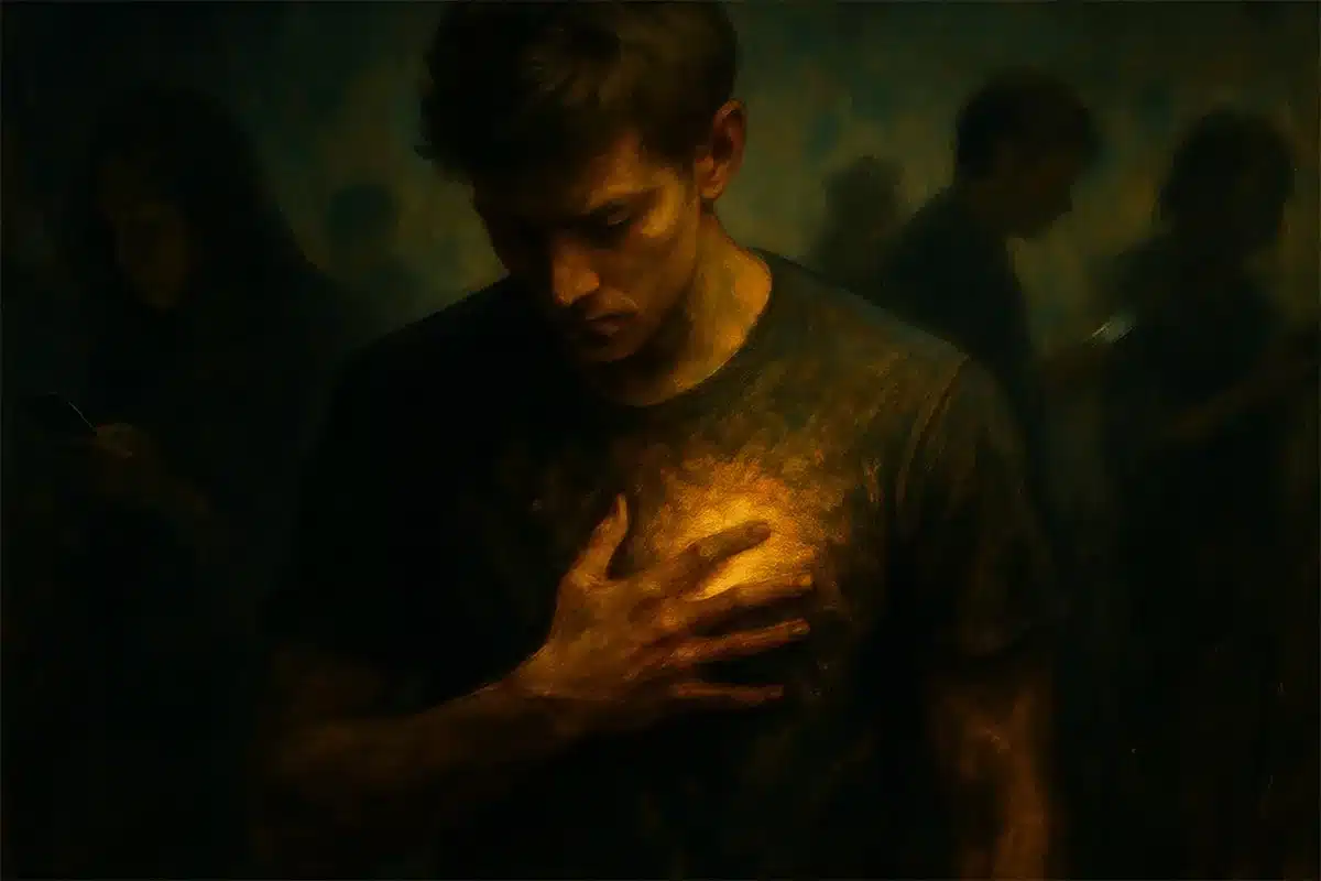 Man clutching his chest