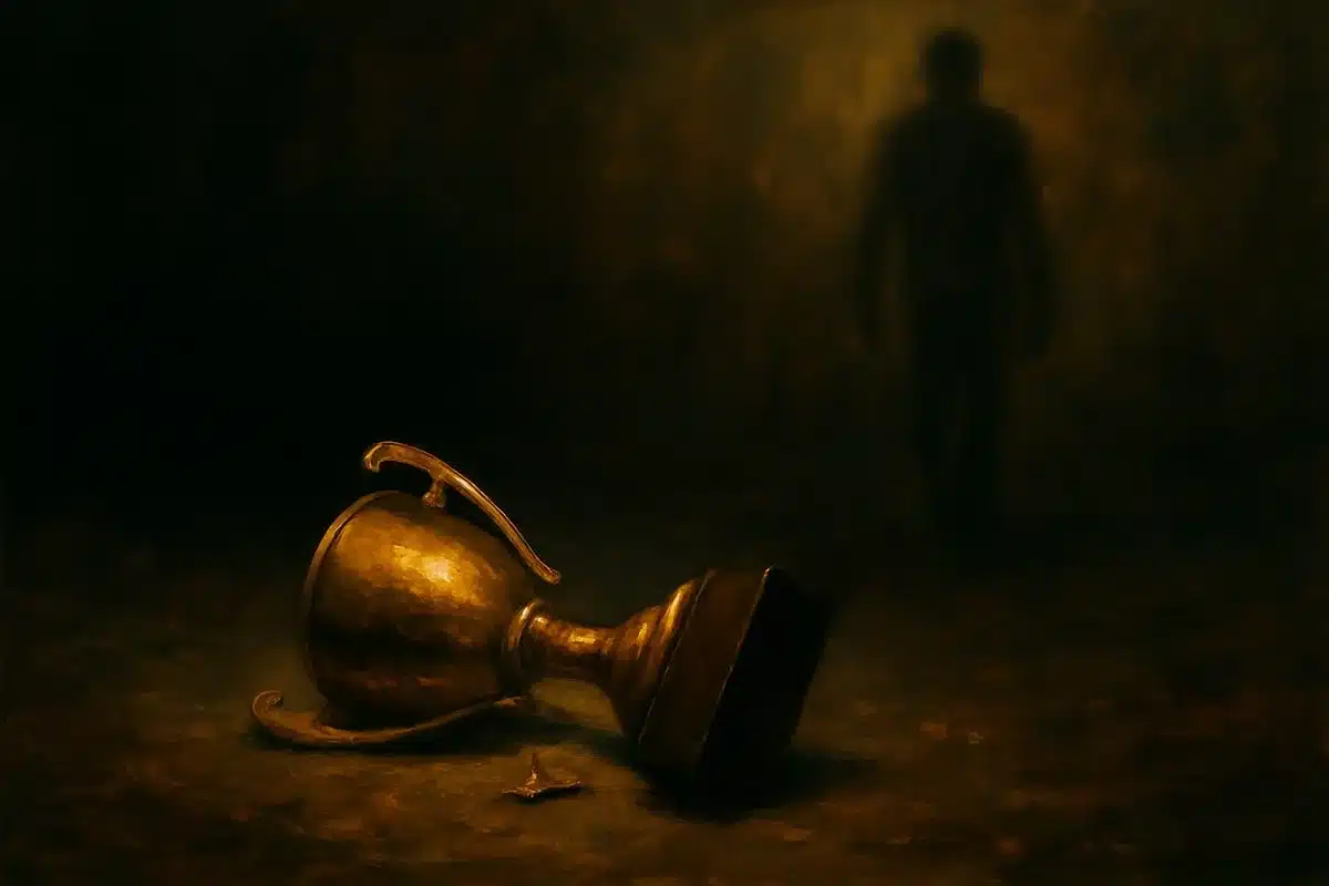 Trophy broken on the ground